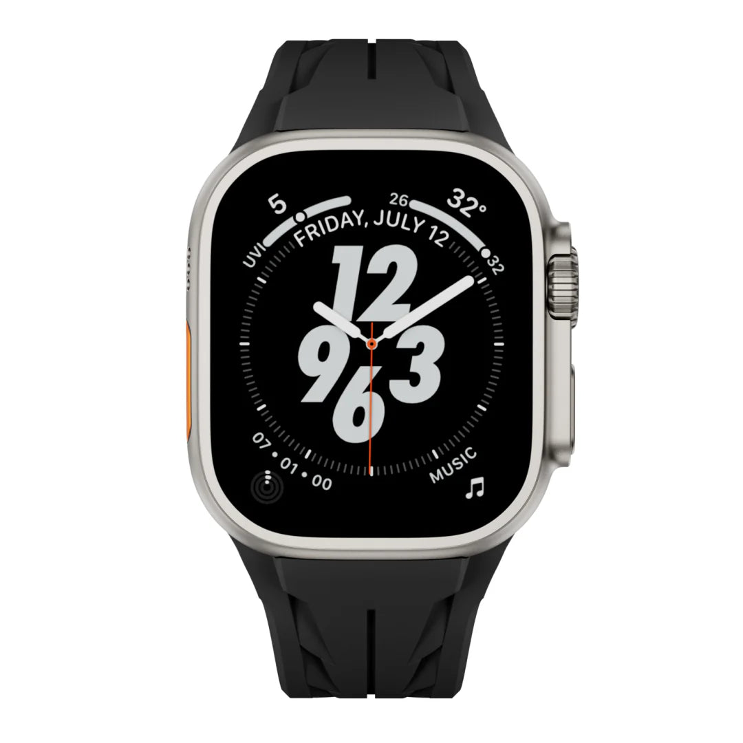 Luxuriöst FKM-gummiband med fjärilsspänne för Apple Watch