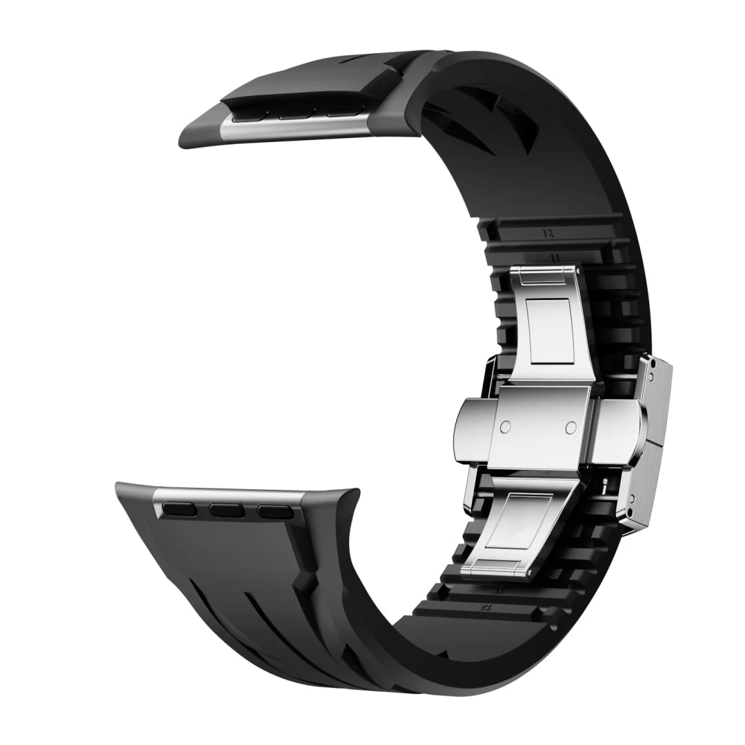 Luxuriöst FKM-gummiband med fjärilsspänne för Apple Watch