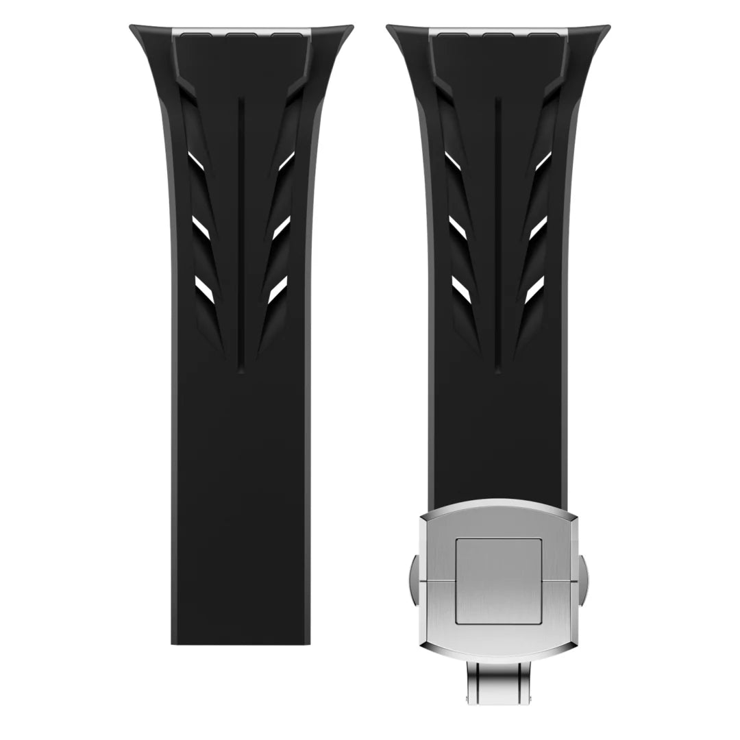 Luxuriöst FKM-gummiband med fjärilsspänne för Apple Watch