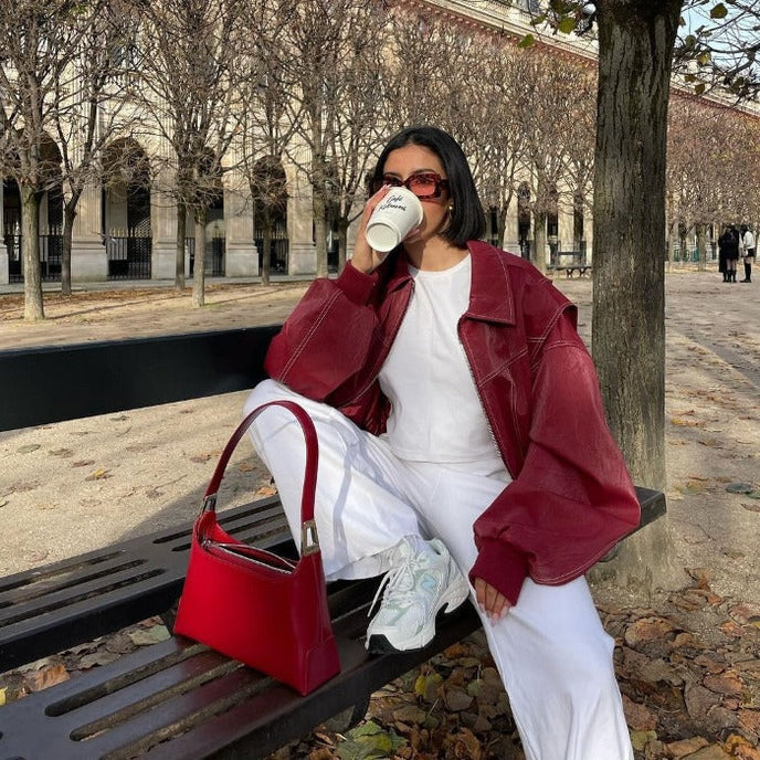 Fanny | Oversized läderjacka