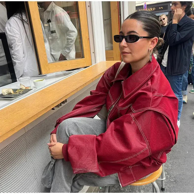 Fanny | Oversized läderjacka
