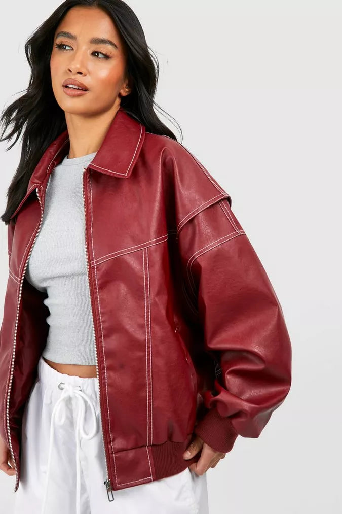 Fanny | Oversized läderjacka
